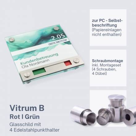 Tuerschild Vitrum B Frei Besetzt Anzeige rot grün Besprechnung 150 150 mm